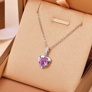 Amethyst Heart Pendant Necklace in .925 Sterling Silver